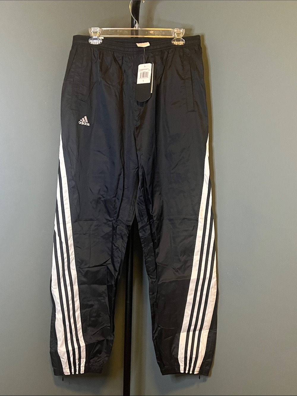 adidas Black Jogger Pants with White Three-Stripe Side Panels